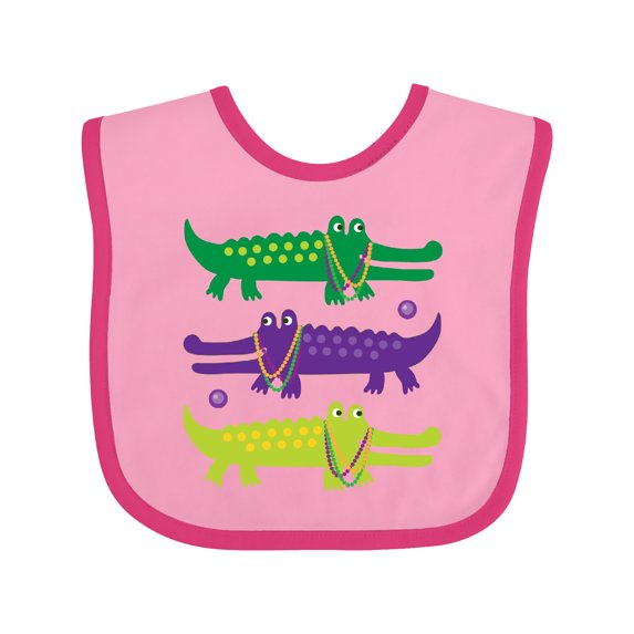 Inktastic Mardi Gras Holiday Alligators Boys or Girls Baby Bib
