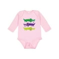 thumbnail image 1 of Inktastic Mardi Gras Holiday Alligators Boys or Girls Long Sleeve Baby Bodysuit, 1 of 5