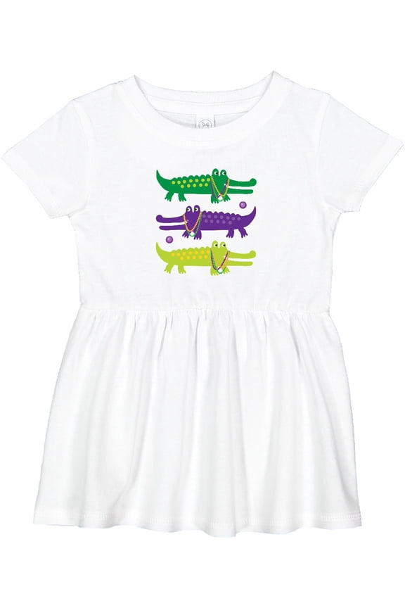 Mardi Gras Holiday Alligators Girls Baby Dress