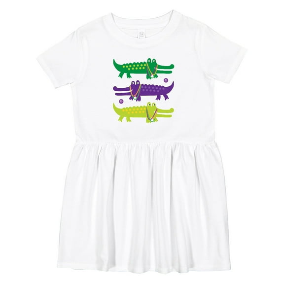 Inktastic Mardi Gras Holiday Alligators Girls Toddler Dress