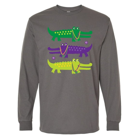 Inktastic Mardi Gras Holiday Alligators Long Sleeve T-Shirt