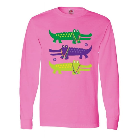 Inktastic Mardi Gras Holiday Alligators Long Sleeve T-Shirt