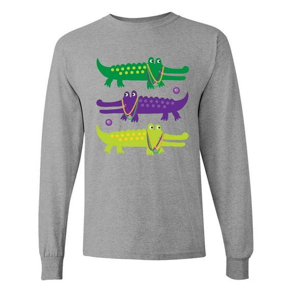Inktastic Mardi Gras Holiday Alligators Long Sleeve T-Shirt