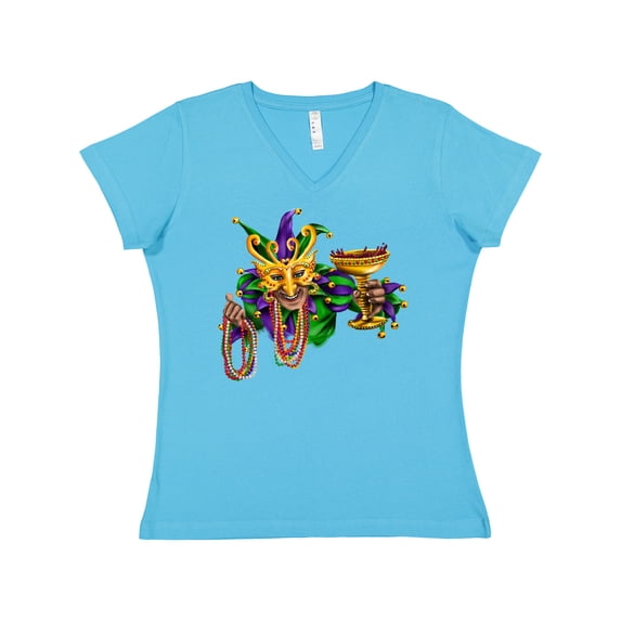 Inktastic Mardi Gras Jester Women's V-Neck T-Shirt