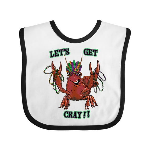 Inktastic Mardi Gras Let's Get Cray Crayfish with Beads Boys or Girls Baby Bib
