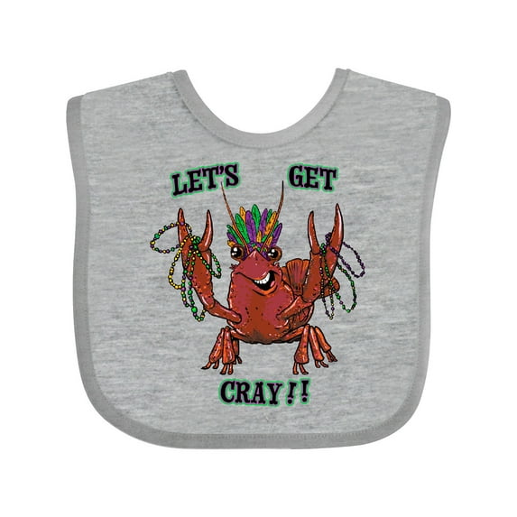 Inktastic Mardi Gras Let's Get Cray Crayfish with Beads Boys or Girls Baby Bib