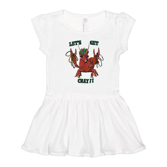 Inktastic Mardi Gras Let's Get Cray Crayfish with Beads Girls Toddler Dress