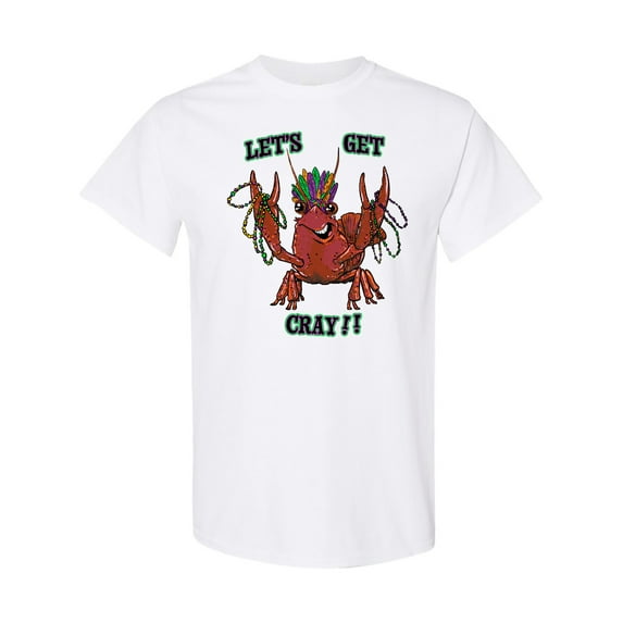 Inktastic Mardi Gras Let's Get Cray Crayfish with Beads T-Shirt