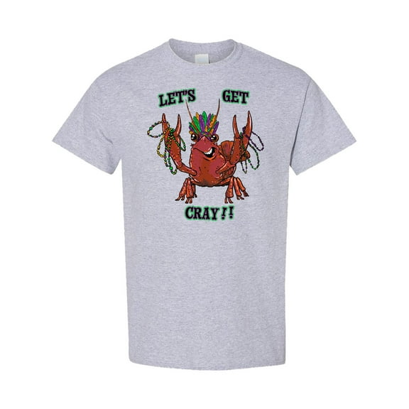 Inktastic Mardi Gras Let's Get Cray Crayfish with Beads T-Shirt