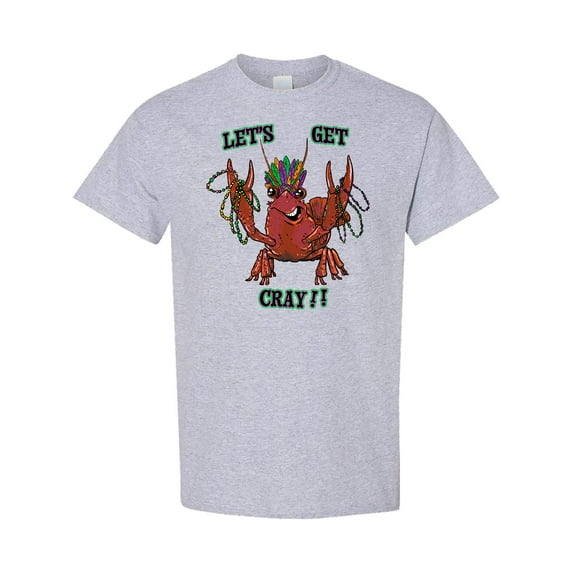 Inktastic Mardi Gras Let's Get Cray Crayfish with Beads T-Shirt