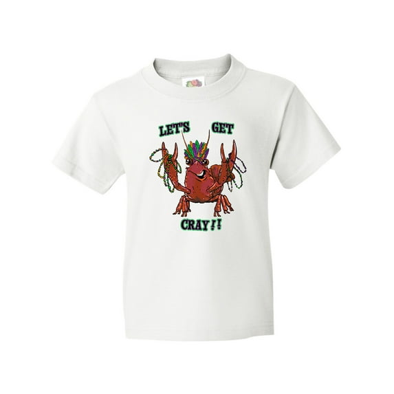 Inktastic Mardi Gras Let's Get Cray Crayfish with Beads Youth T-Shirt