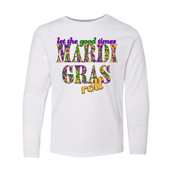 Inktastic Mardi Gras Let the Good Times Roll Long Sleeve Youth T-Shirt
