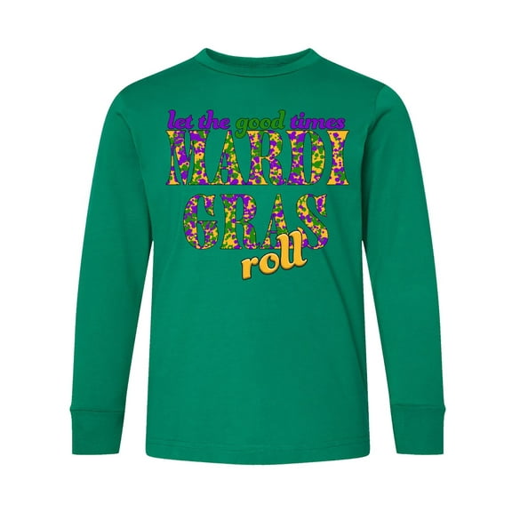 Inktastic Mardi Gras Let the Good Times Roll Long Sleeve Youth T-Shirt