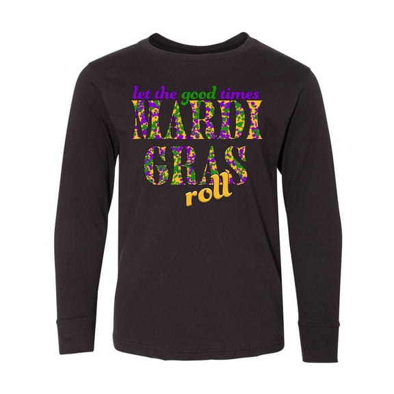 Inktastic Mardi Gras Let the Good Times Roll Long Sleeve Youth T-Shirt
