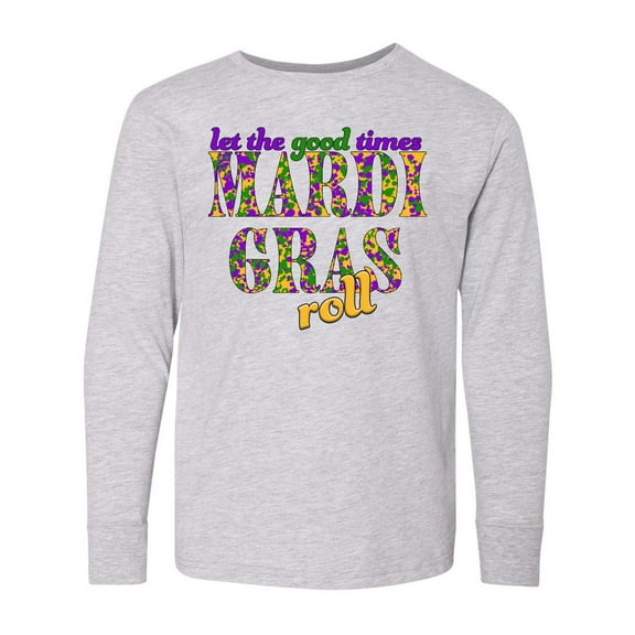 Inktastic Mardi Gras Let the Good Times Roll Long Sleeve Youth T-Shirt