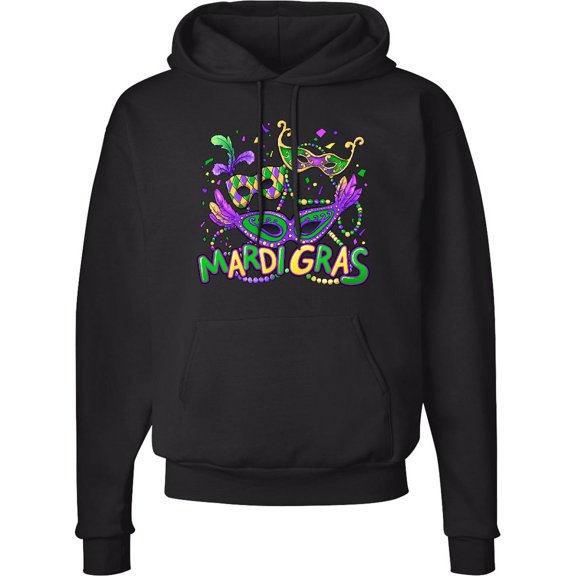 Inktastic Mardi Gras Masks and Beads Adult Hoodie Sweatshirt