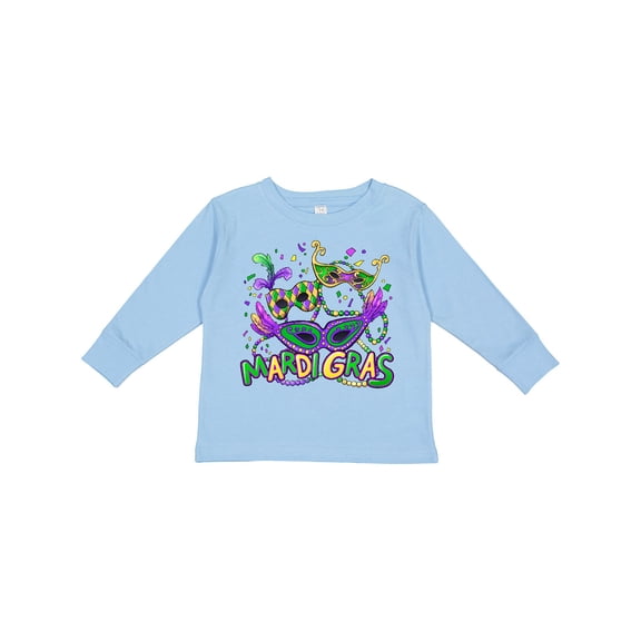 Inktastic Mardi Gras Masks and Beads Boys or Girls Long Sleeve Toddler T-Shirt