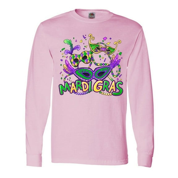 Inktastic Mardi Gras Masks and Beads Long Sleeve T-Shirt