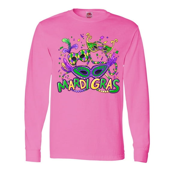 Inktastic Mardi Gras Masks and Beads Long Sleeve T-Shirt