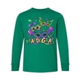 thumbnail image 1 of Inktastic Mardi Gras Masks and Beads Long Sleeve Youth T-Shirt, 1 of 5