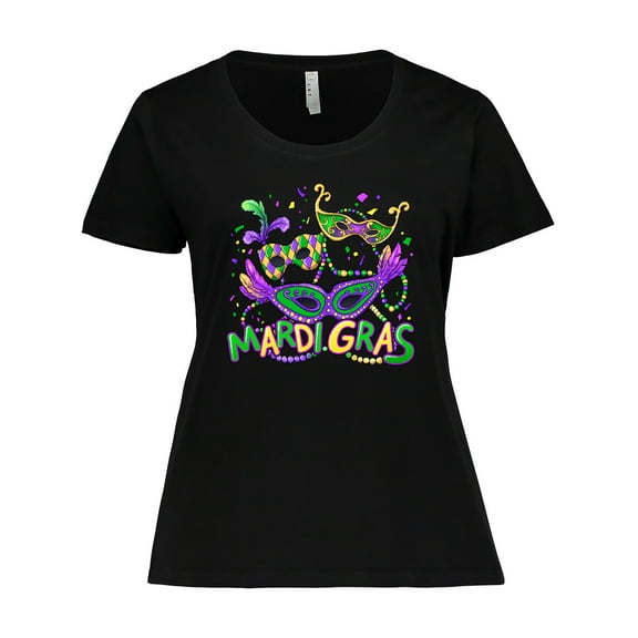 Inktastic Mardi Gras Masks and Beads Women's Plus Size T-Shirt