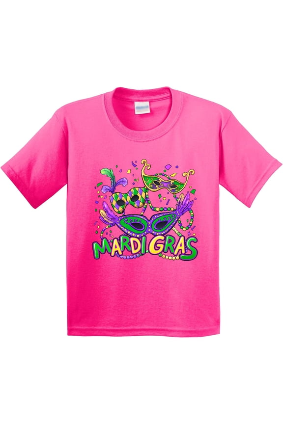 Mardi Gras Masks and Beads Youth T-Shirt