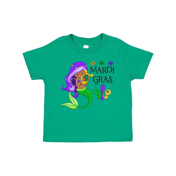 Inktastic Mardi Gras Mermaid with Harp and Beads Boys or Girls Toddler T-Shirt