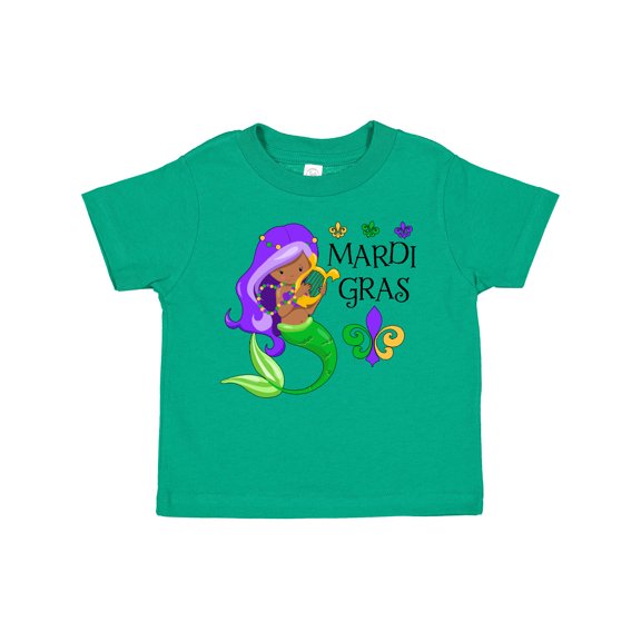 Inktastic Mardi Gras Mermaid with Harp and Beads Boys or Girls Toddler T-Shirt