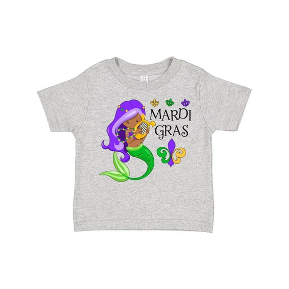 Inktastic Mardi Gras Mermaid with Harp and Beads Boys or Girls Toddler T-Shirt