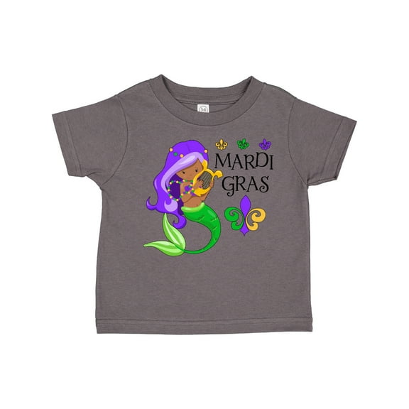 Inktastic Mardi Gras Mermaid with Harp and Beads Boys or Girls Toddler T-Shirt