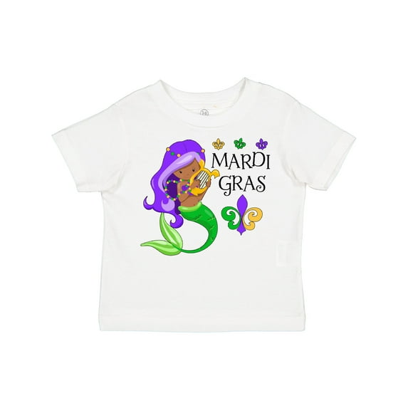 Inktastic Mardi Gras Mermaid with Harp and Beads Boys or Girls Toddler T-Shirt