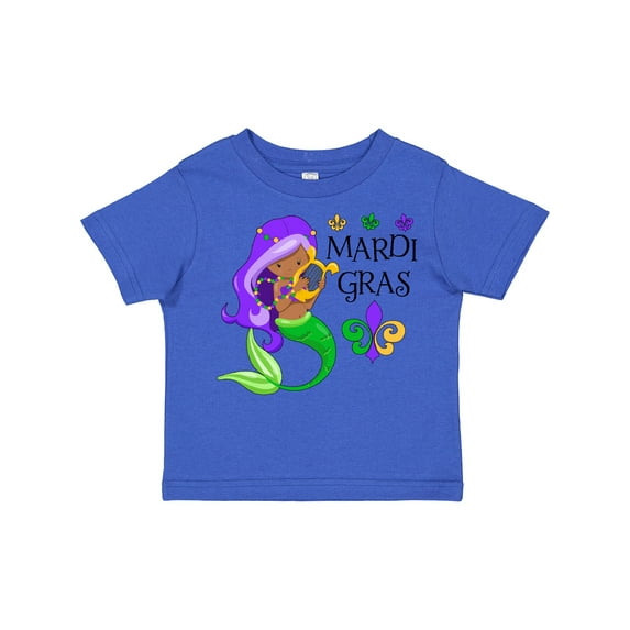 Inktastic Mardi Gras Mermaid with Harp and Beads Boys or Girls Toddler T-Shirt