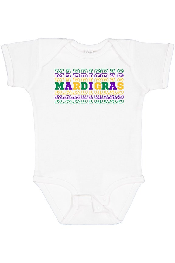 Mardi Gras Mirror Words Boys or Girls Baby Bodysuit