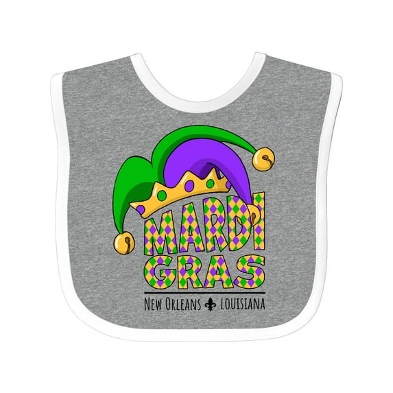 Inktastic Mardi Gras New Orleans Louisiana Jester Hat Boys or Girls Baby Bib
