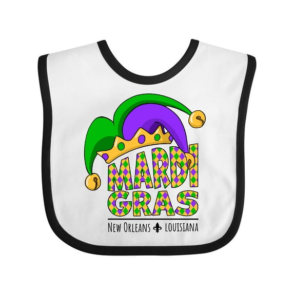 Inktastic Mardi Gras New Orleans Louisiana Jester Hat Boys or Girls Baby Bib