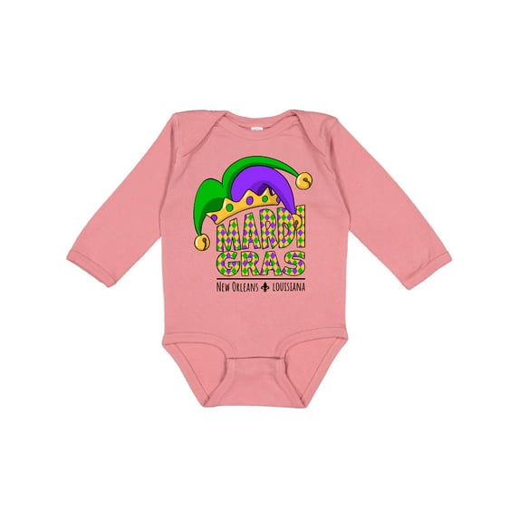 Inktastic Mardi Gras New Orleans Louisiana Jester Hat Boys or Girls Long Sleeve Baby Bodysuit