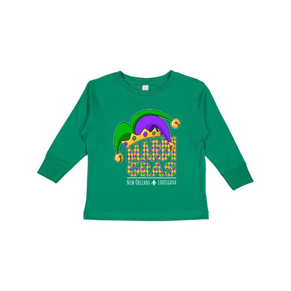 Inktastic Mardi Gras New Orleans Louisiana Jester Hat Boys or Girls Long Sleeve Toddler T-Shirt