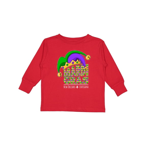 Inktastic Mardi Gras New Orleans Louisiana Jester Hat Boys or Girls Long Sleeve Toddler T-Shirt