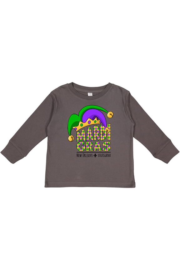 Mardi Gras New Orleans Louisiana Jester Hat Boys or Girls Long Sleeve Toddler T-Shirt