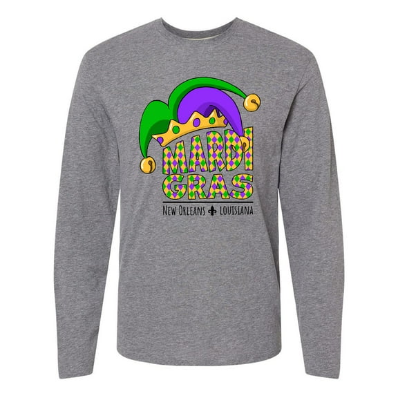Inktastic Mardi Gras New Orleans Louisiana Jester Hat Long Sleeve T-Shirt