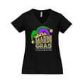 thumbnail image 1 of Inktastic Mardi Gras New Orleans Louisiana Jester Hat Women's Plus Size V-Neck T-Shirt, 1 of 5