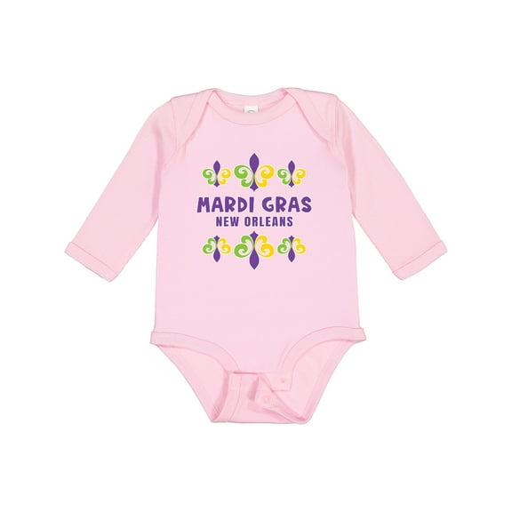 Inktastic Mardi Gras New Orleans with Fleur De Lis Trio Boys or Girls Long Sleeve Baby Bodysuit