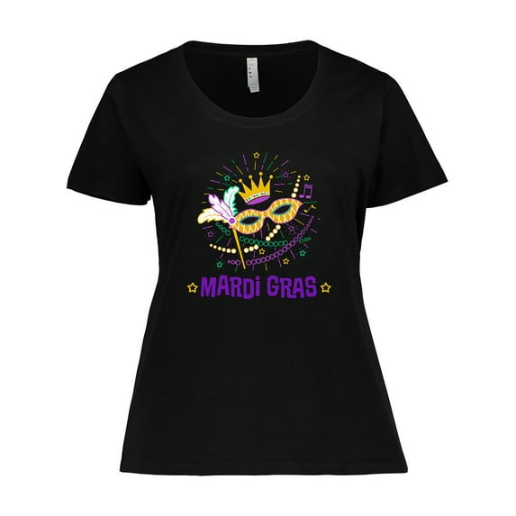 Inktastic Mardi Gras Party Crown Mask Women's Plus Size T-Shirt