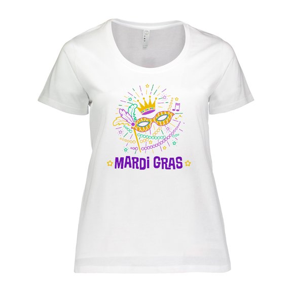 Inktastic Mardi Gras Party Crown Mask Women's Plus Size T-Shirt