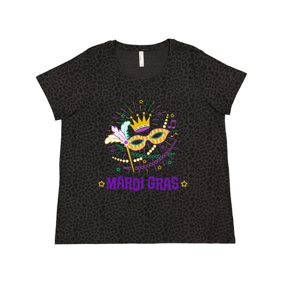 Inktastic Mardi Gras Party Crown Mask Women's Plus Size T-Shirt