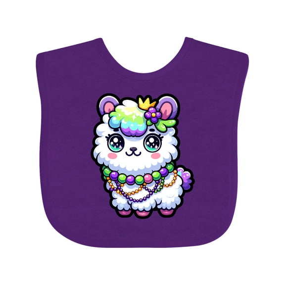 Inktastic Mardi Gras Party Parade Beads Llama Boys or Girls Baby Bib