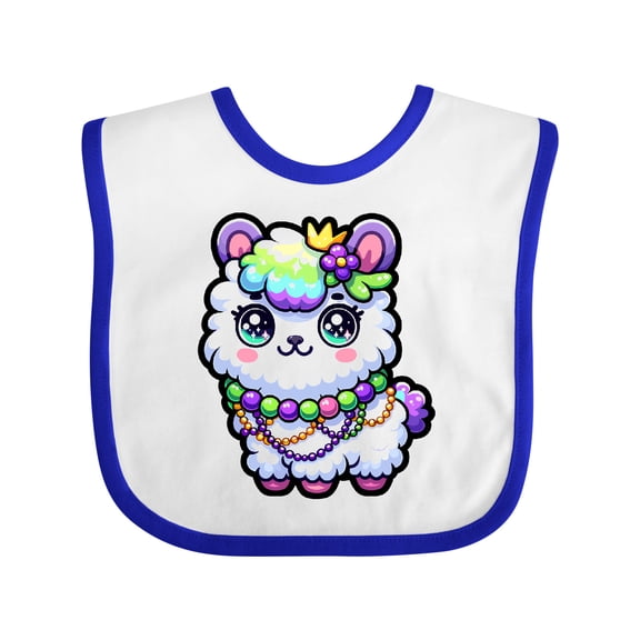 Inktastic Mardi Gras Party Parade Beads Llama Boys or Girls Baby Bib