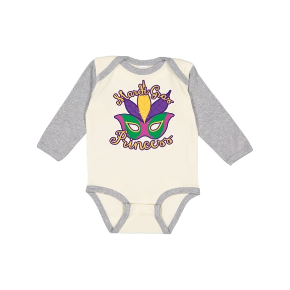 Inktastic Mardi Gras Princess Girls Long Sleeve Baby Bodysuit