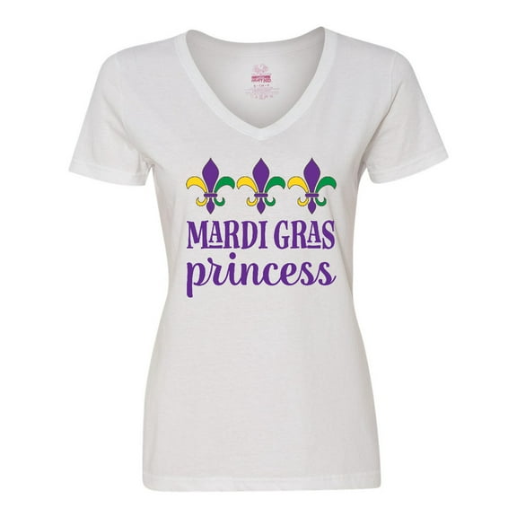 Inktastic Mardi Gras Princess Women's V-Neck T-Shirt