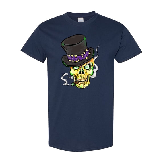 Inktastic Mardi Gras Skull with Cigar T-Shirt